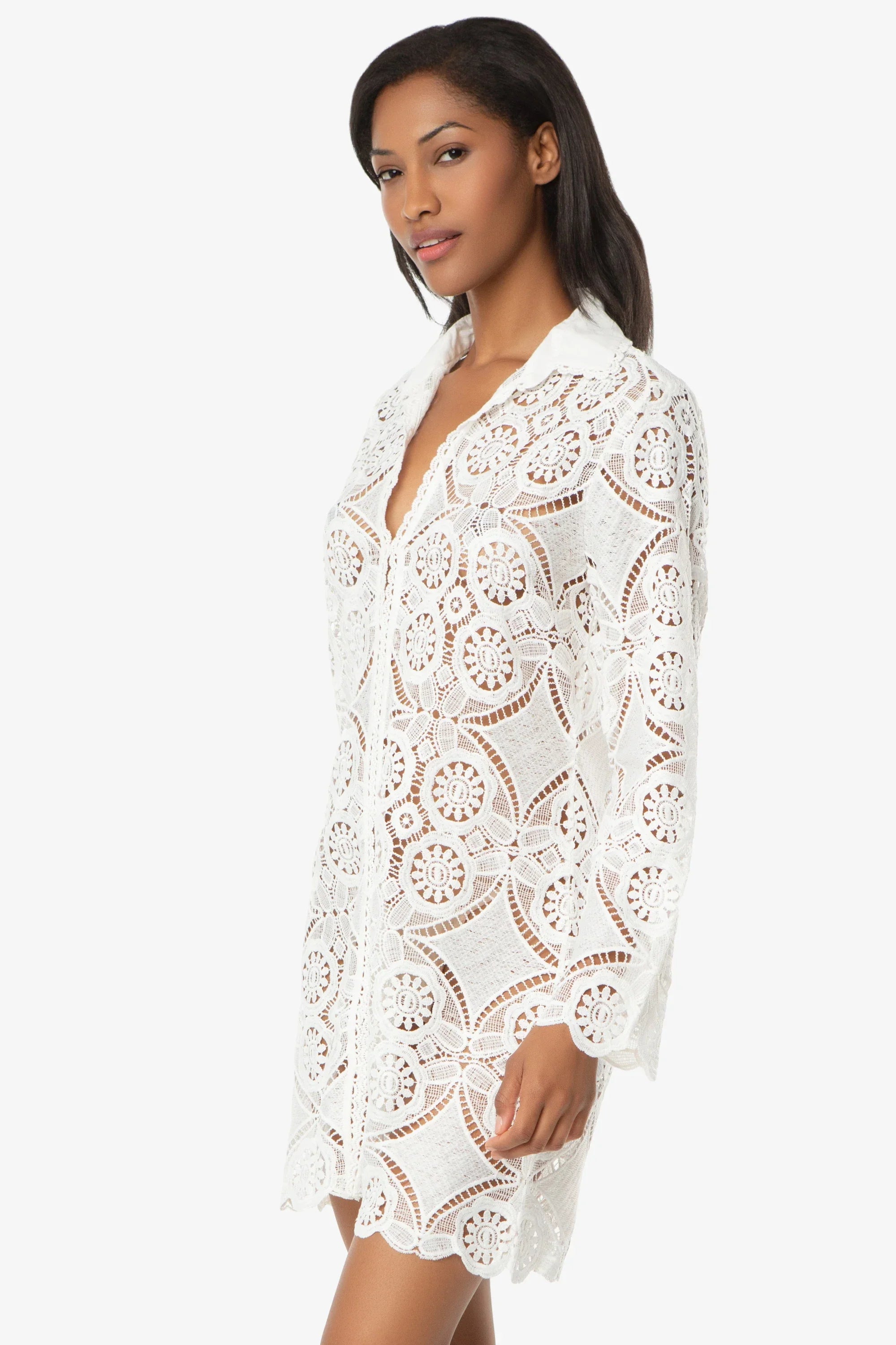 Lace Button Front Dress | Lace Crochet