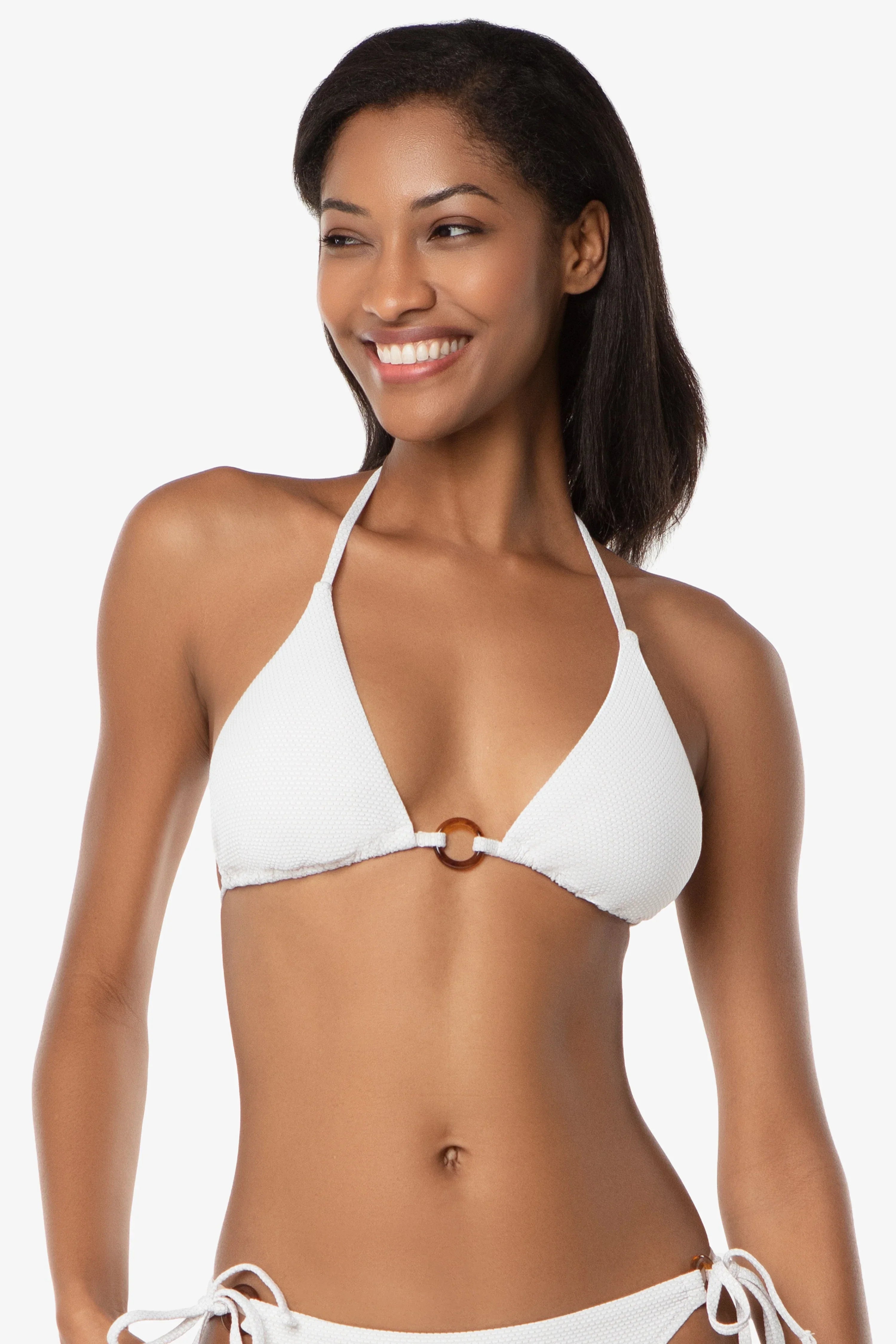 Tortoise Ring String Top | White Textured Metallic
