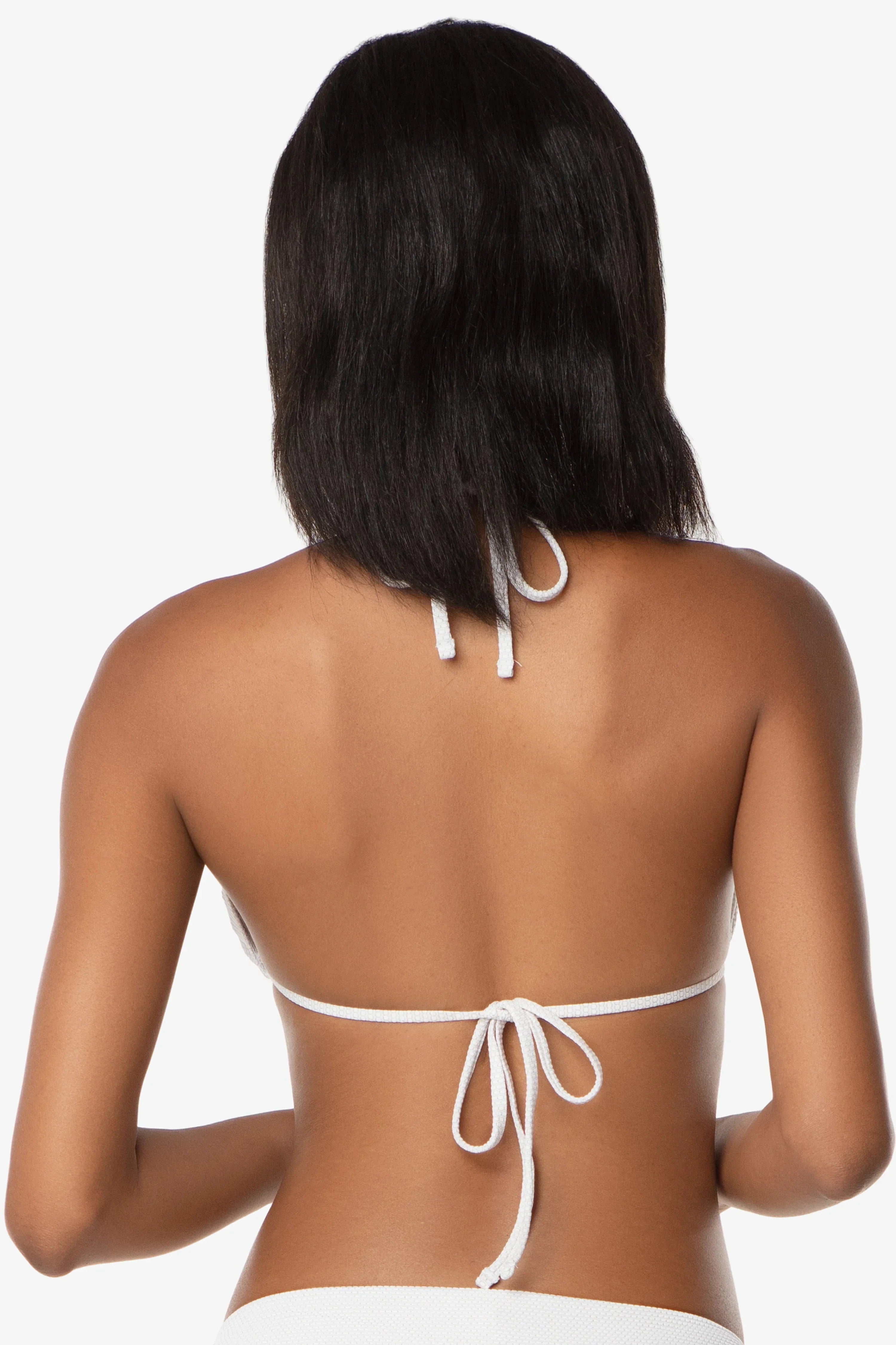 Tortoise Ring String Top | White Textured Metallic