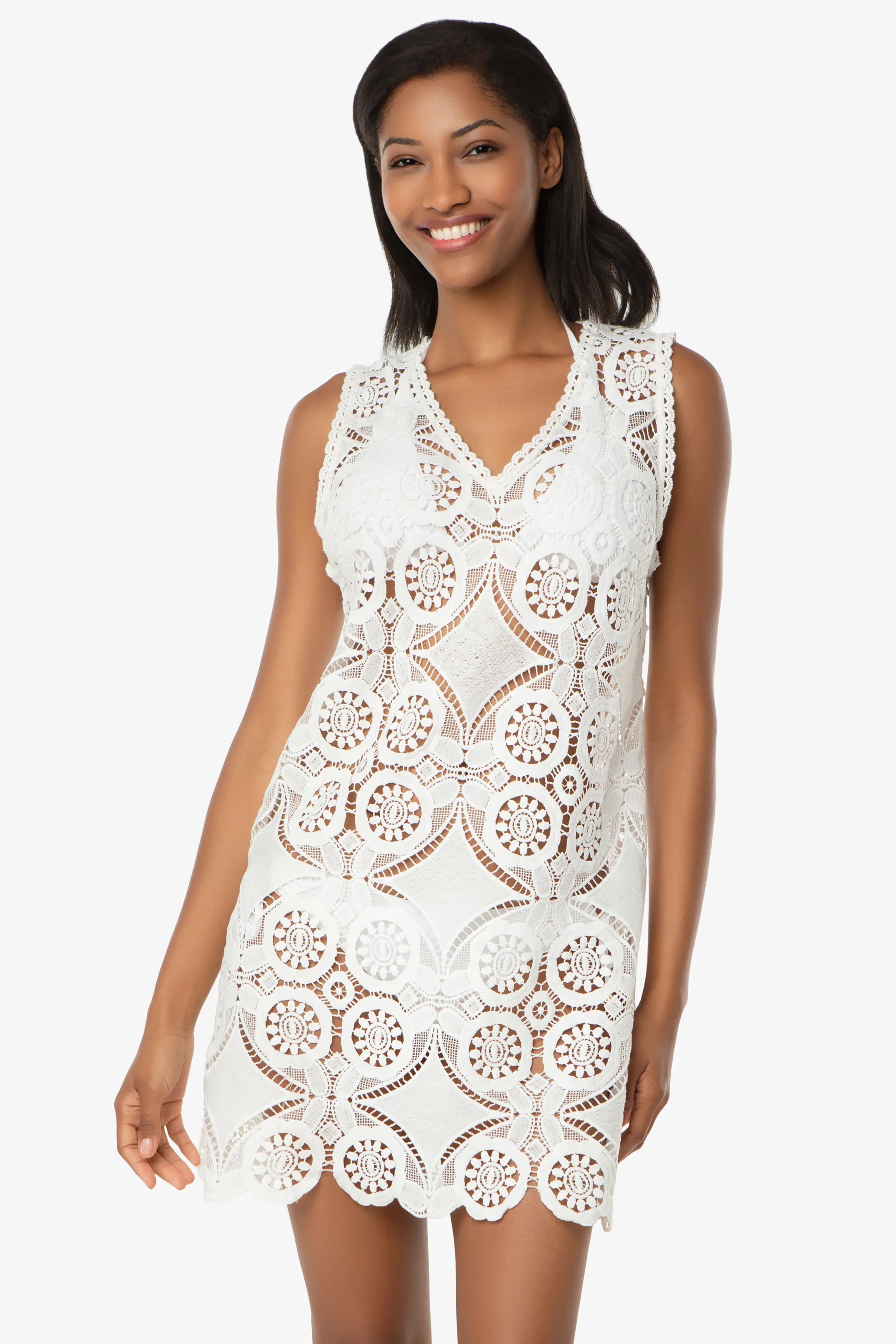 V-Neck Lace Dress | Lace Crochet
