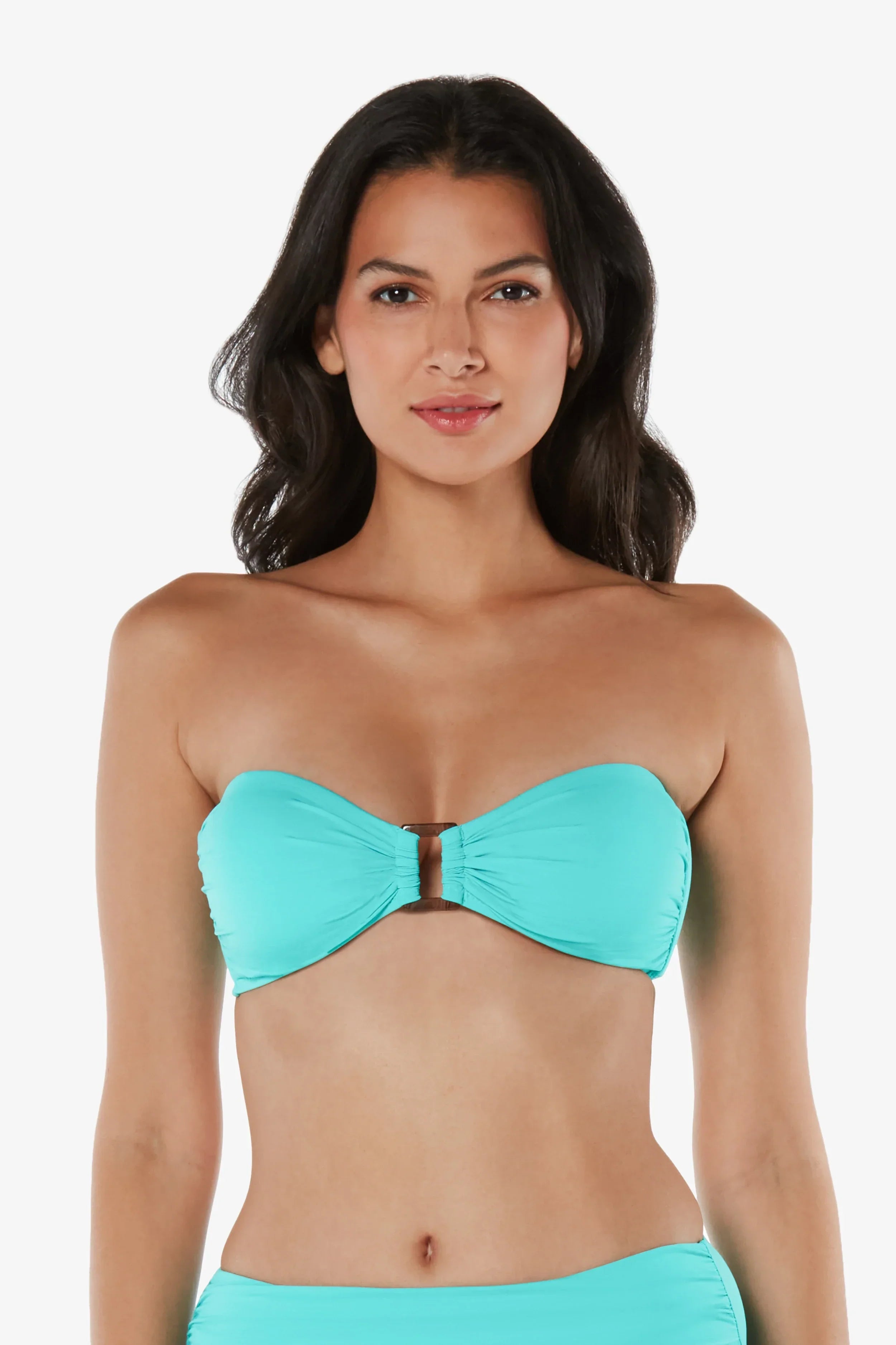 Hook Back Tortoise Bandeau | Textured Seafoam Aqua