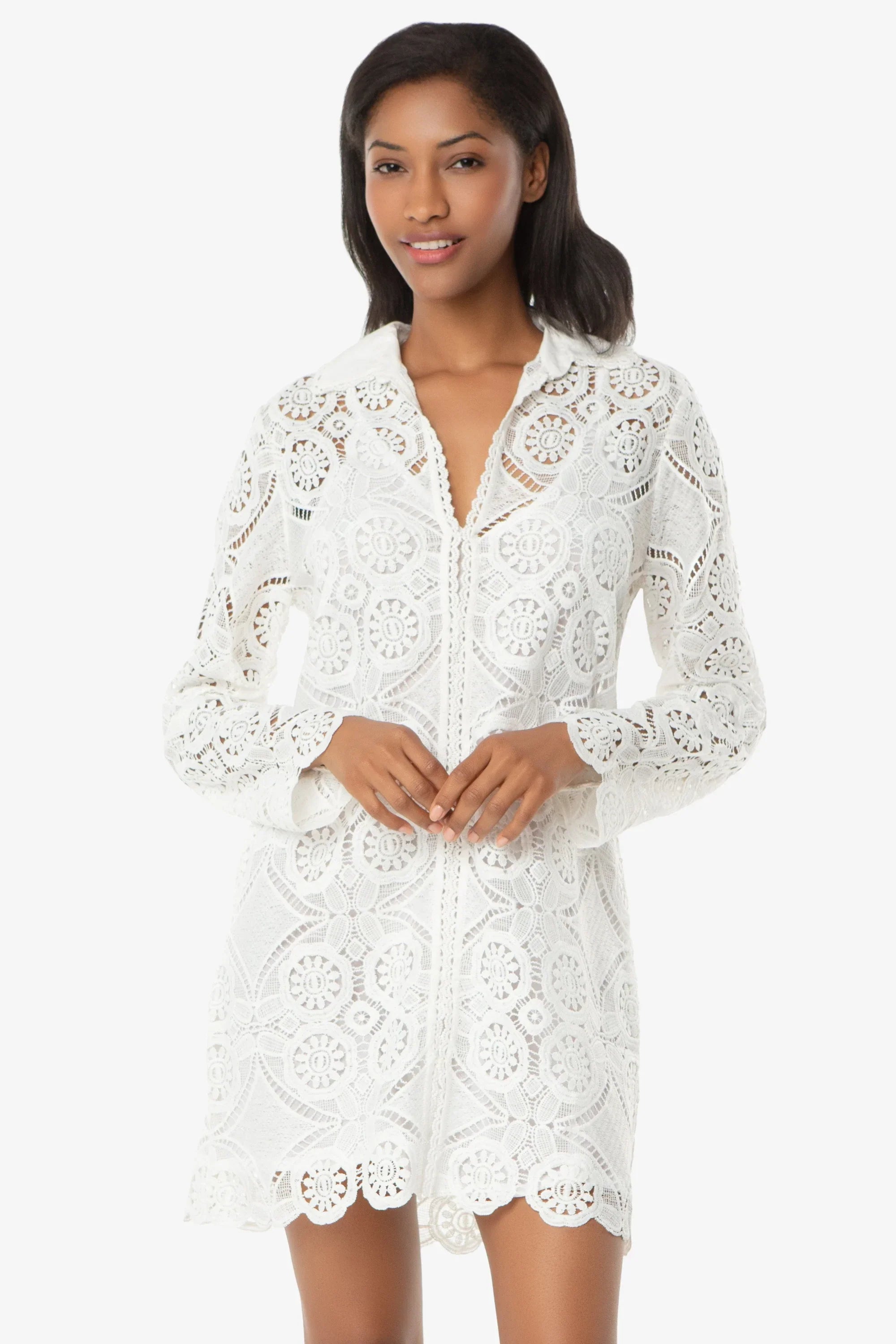 Lace Button Front Dress  |   Lace Crochet
